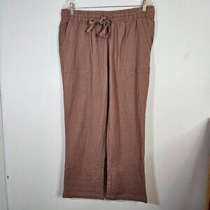 North River Outfitters Drawstring Pants Women's Size L 100% Cotton Brown